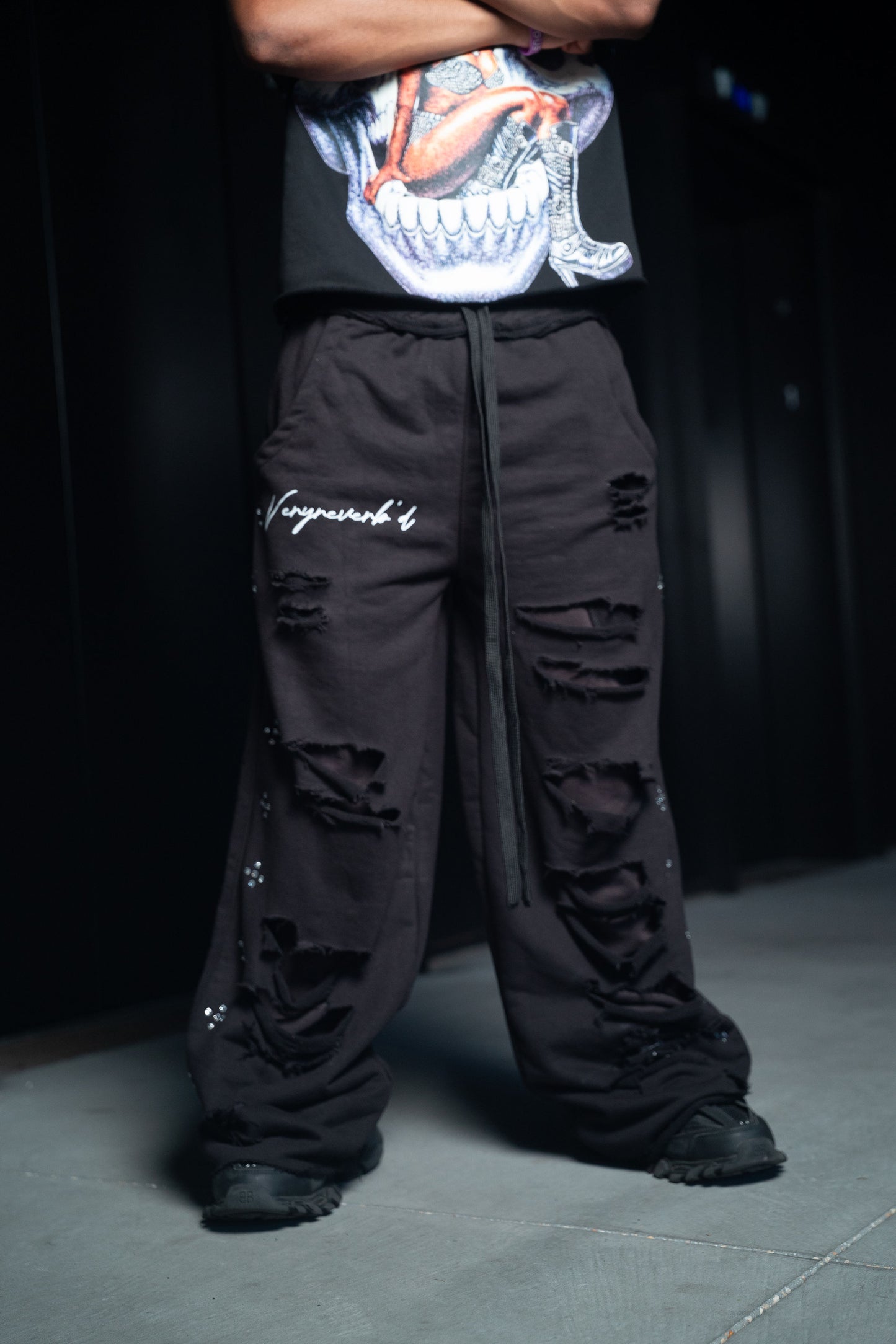 Black Distressed Sweatpants