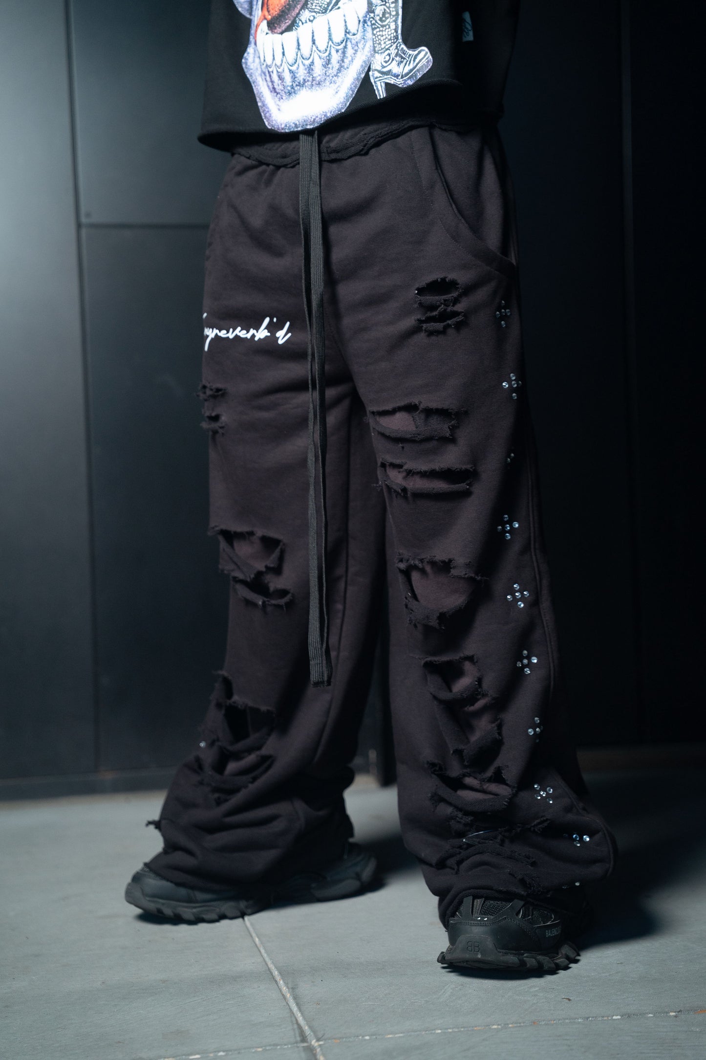 Black Distressed Sweatpants